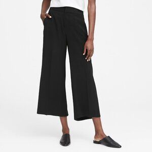 Banana Republic High-Rise Wide-Leg Cropped Pant, Black, size 12L